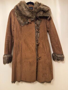 MODA INTERNATIONAL Faux Suede & Faux Fur Coat